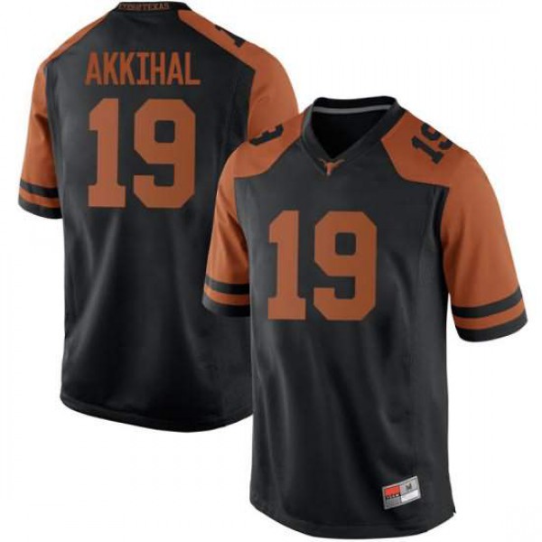 Men University of Texas #19 Kartik Akkihal Replica Football Jersey Black